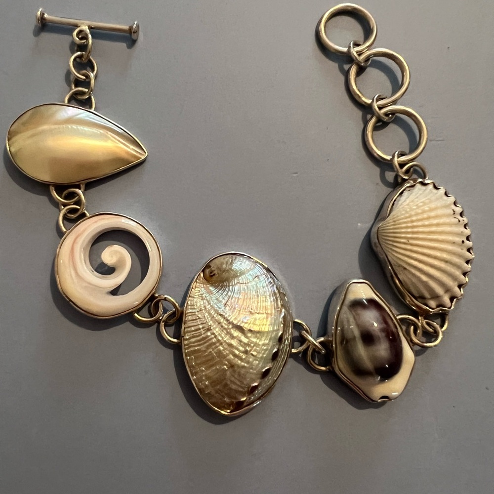 Charles Albert Multi-Shell Sterling Silver Link Bracelet